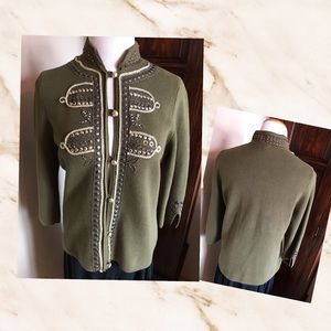 Chico’s Olive Green & Metal Jacket